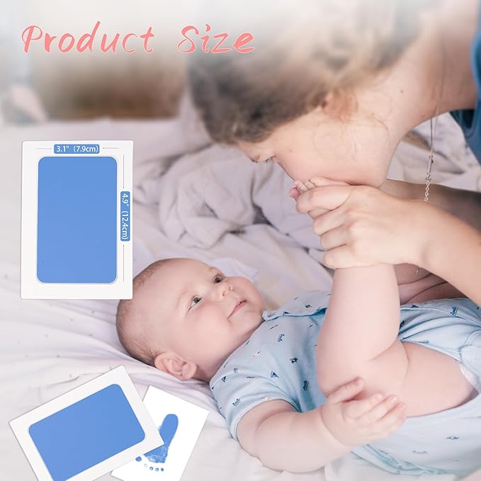 4-Pack Baby Footprint Kits,Inkless Hand and Footprint Kit,Clean Touch Baby Handprints and Footprints Kits,No Mess Ink Pad for Baby Hand and Footprints,Baby Shower Gifts for New Moms-CubbioJoy