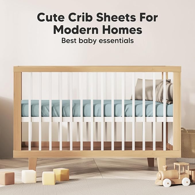 KeaBabies 2-Pack Organic Crib Sheets for Boys, Girls - 52x28 Fitted Crib Mattress Sheet Neutral, Breathable Jersey Cotton Cover for Baby Bed, Toddler Mattress, Soft & Cute Prints (Toasty)-CubbioJoy