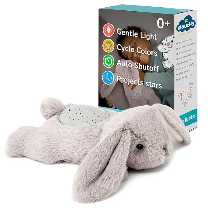Cloud B Dream Buddies Benny The Bunny - The Soothing Mini Baby Night Light Kids Love | Star Projector Sleep Aid with Gentle Lights and Auto Shut Off | Newborn Essentials Baby Toys-CubbioJoy