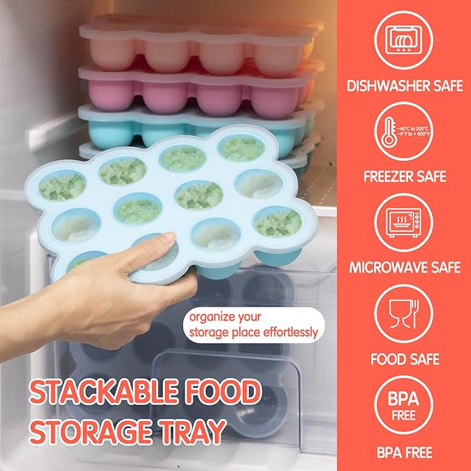 12x1.5oz Baby Food Freezer Tray with Clip Lid Gossamer Pink | Food Grade Silicone Storage Containers for Purees & Vegetables-CubbioJoy