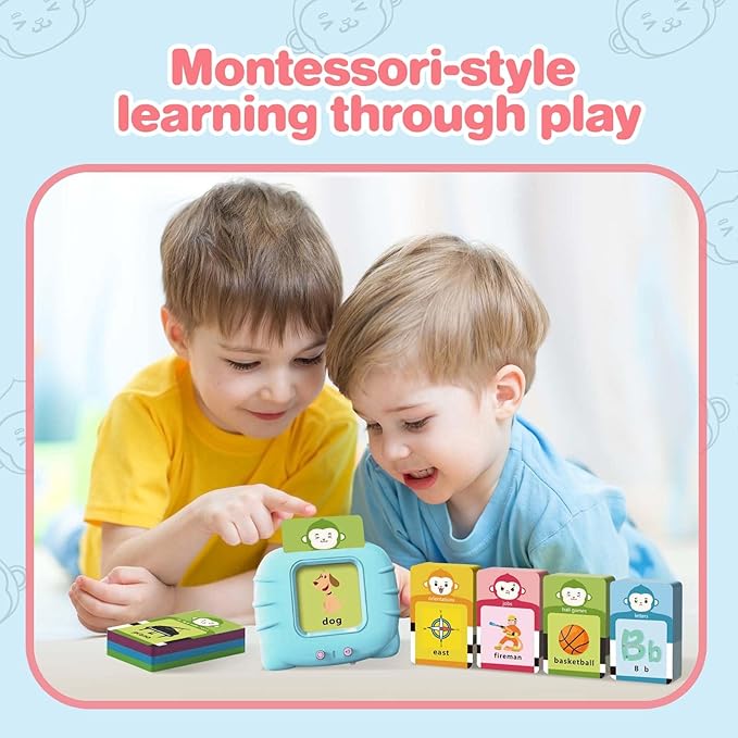 296 Sight Words Talking Flash Cards for Toddlers 1 2 3 4 5 6 Year Old, Pocket Speech, Sensory Speech Therapy Toys, Learning Toys for Montessori and Autism Children, Gifts for Boys (Blue)-CubbioJoy
