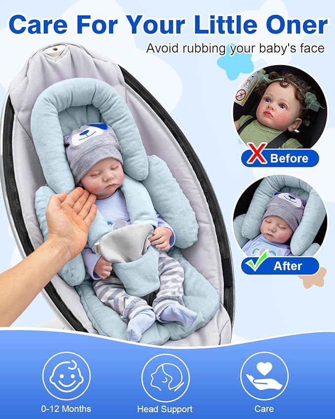 Infant Insert Compatible with Mamaroo Swing & Graco Swing, Thickened Baby Car Seat Head Support with Shoulder Covers, Breathable Newborn Car Seat Insert for Preemie to Toddler-CubbioJoy