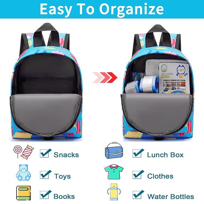 Accmor Toddler Backpack Leash with Anti Lost Wrist Link, Cute Mini Child Walking Harnesses Keep Kids Close Back Pack Rope Tether Rein for Baby Boys (Light Blue/Dino)-CubbioJoy