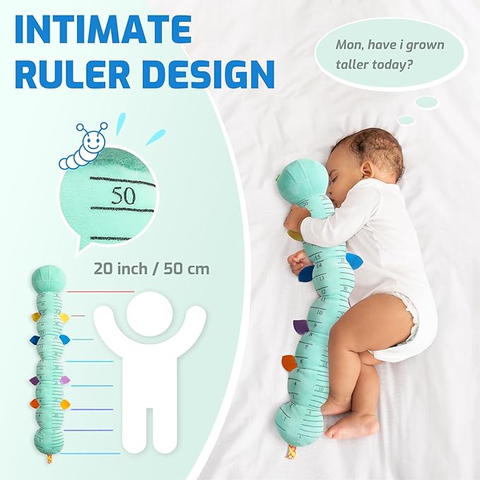Sumobaby Baby Toys Musical Caterpillar, Stuffed Animal Activity Soft Toys with Teether,Multi-Sensory Crinkle, Rattle and Textures, for Tummy Time Baby Toys 0 to 12 Months Boys,Girls,Caterpillar(Blue)-CubbioJoy