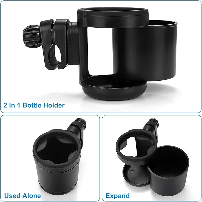 Accmor Universal Cup Holder, Stroller Cup Holder, 360° Rotatable Large Caliber Designed Bottle Holder for Stroller, Bike, Wheelchair, Walker, Scooter-CubbioJoy