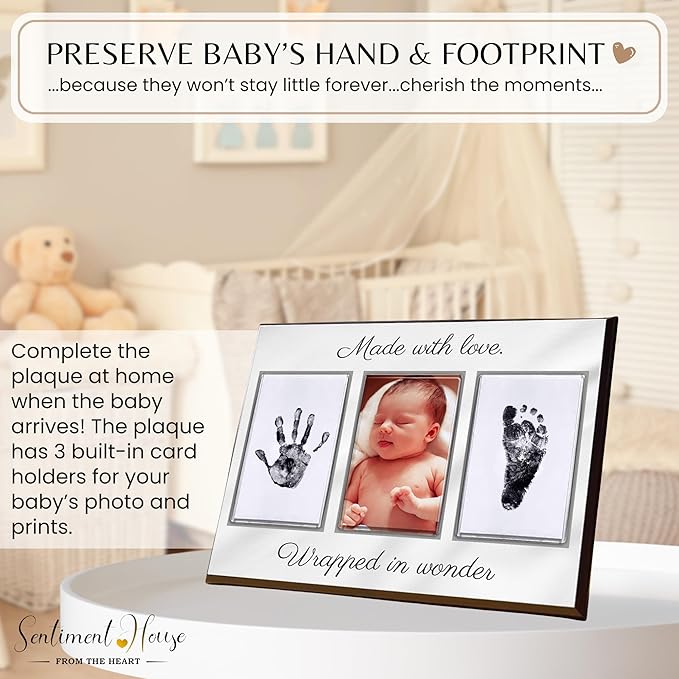 Inkless Hand and Footprint Kit, Baby Keepsake Plaque & Baby Shower Gifts - Ideal as Mom To Be Gift, Nursery Picture Frames, Clean Touch Hand and Footprint Kit (Style 2 - Design 5)-CubbioJoy