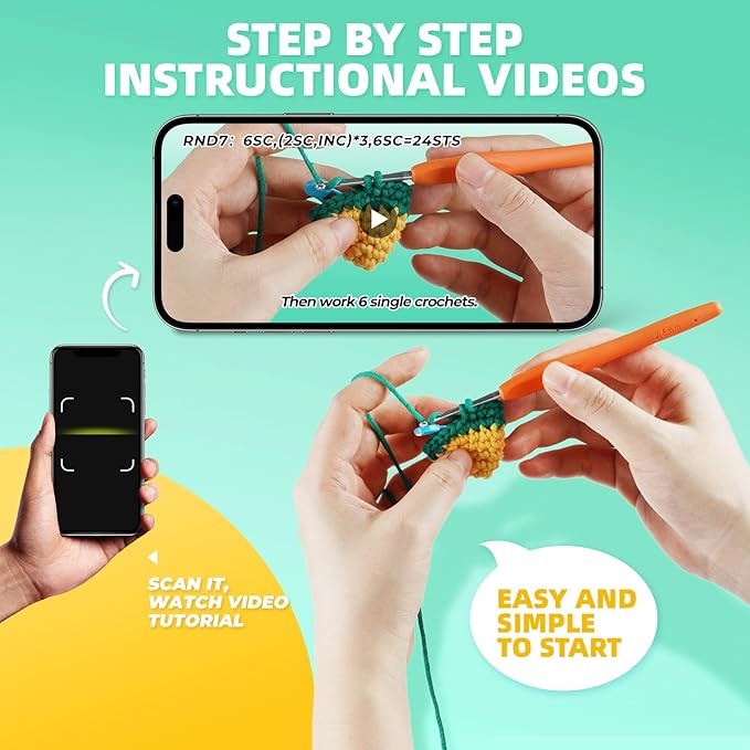 Crochet Kit for Beginners, Learn to Crochet, Include Easy Knitting Soft Yarn, Step-by-Step Video Tutorial, Hook, Holiday Birthday Gift for Adults and Kids(2 Pack Ducks)-CubbioJoy