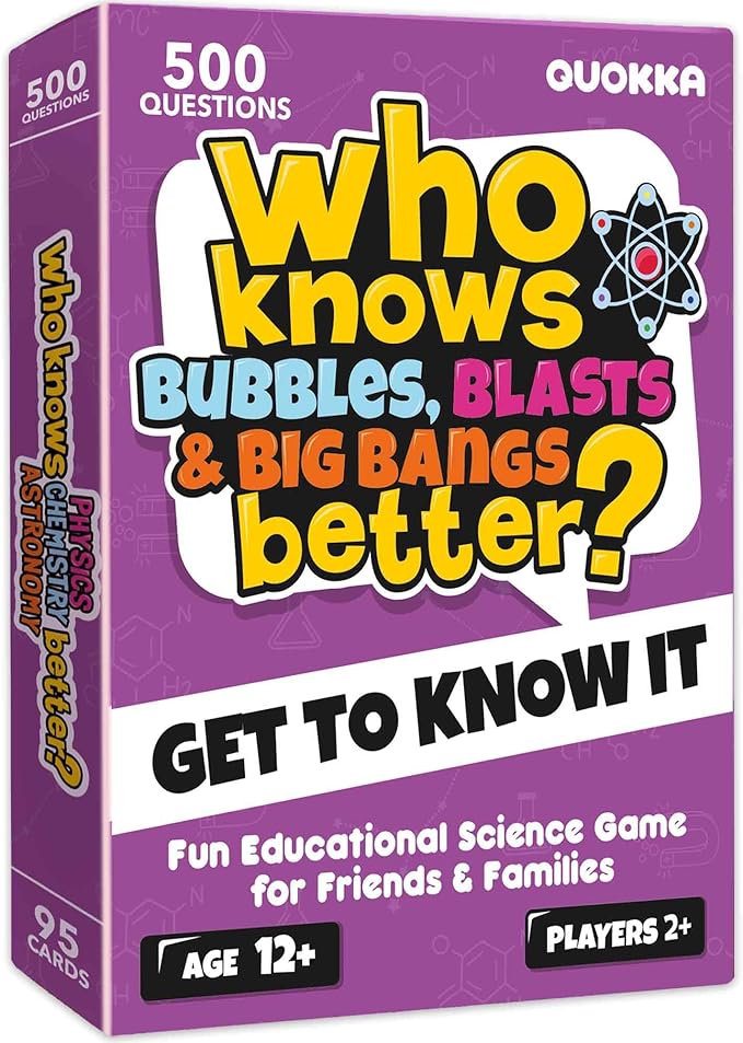 Board Games for Kids 8-12 and Family - Science Trivia Card Game for Kids Age 12+ - Who Knows Chemistry Physics Astronomy Better? - 500+ Questions - Fast-Paced Educational Game for Teens and Adults-CubbioJoy