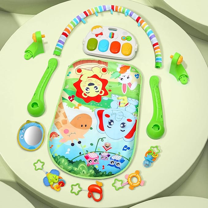 CUTE STONE Baby Gym Play Mat, Play Piano Gym with Tummy Time Activity Mat, Musical Activity Center for Infants Toddlers-CubbioJoy