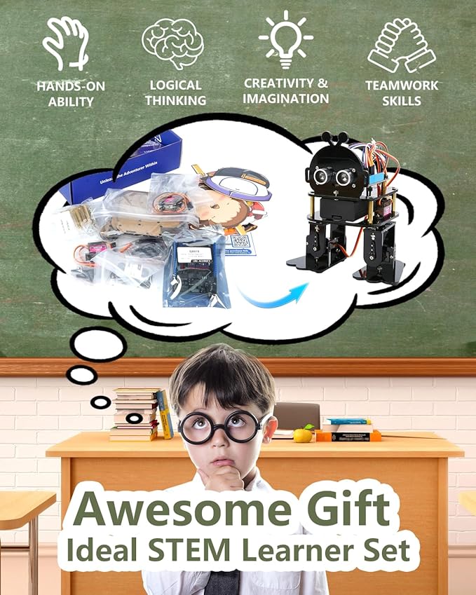 Biped Robot Kit STEM Toys Science Kit for Kids, Bionic Bipedal Robotics Programmable Coding Crafts Set for Arduino ESP32, Birthday Gift for Age 8-12 Boys Girls Teens-CubbioJoy