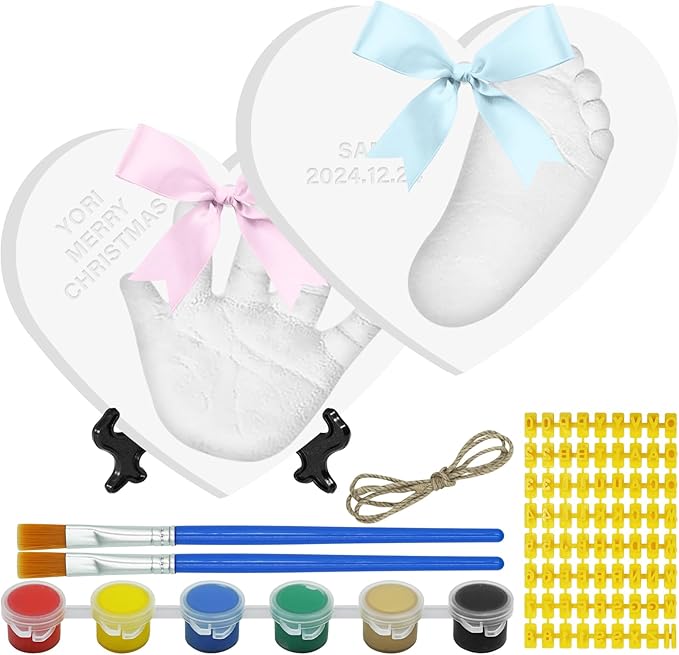 Baby Handprint Footprint Keepsake Ornament Kit, Personalized Baby Foot Printing Kit for Newborn Clay Impression Handmade DIY Imagination to Create-CubbioJoy
