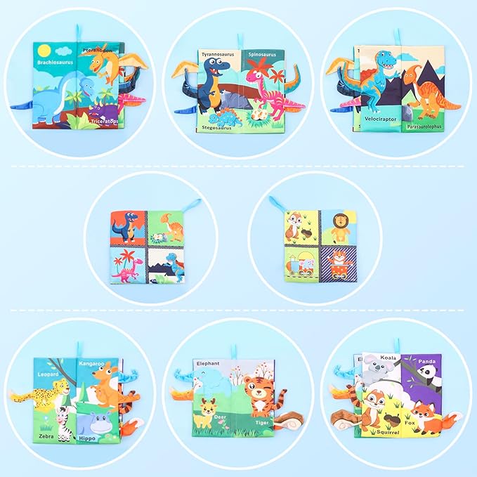3 Pcs, Baby Books 0-6 Months, Crinkle Books for Babies, Touch and Feel Books for Infants, Infant Tummy Time Toys 0 6 9 Months, Sensory Toys for Babies, Baby Books-CubbioJoy