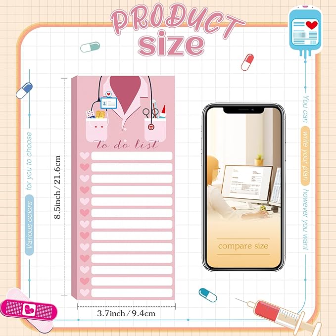 Censen 10 Pack 500 Sheets To Do List Notes Daily Checklist Notepads with 50 Sheets Each Undated Color Memo Pad Block Shopping List Pad Weekly Plan Notepad Organizer Planners(Colorful,Nurse)-CubbioJoy