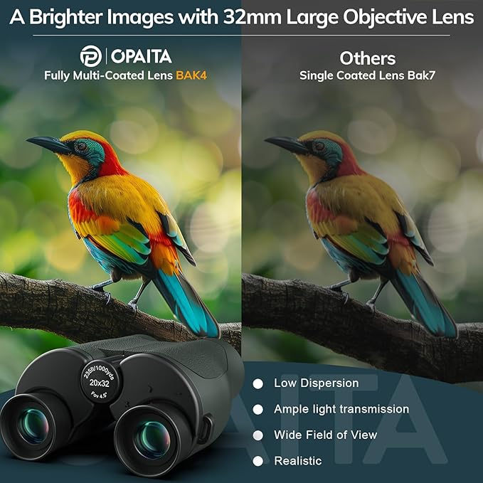 20x32 Compact Binoculars for Bird Watching - OPAITA High Powered Small Binoculars for Adults Kids with Low Light Vision for Hunting Cruise Trip Travel Concert Hiking Green-CubbioJoy