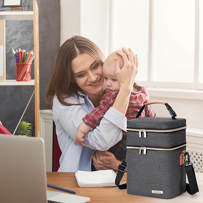 Breastmilk Cooler Bag with Ice Pack Fits 6 Baby Bottles Up to 9 Ounce-CubbioJoy