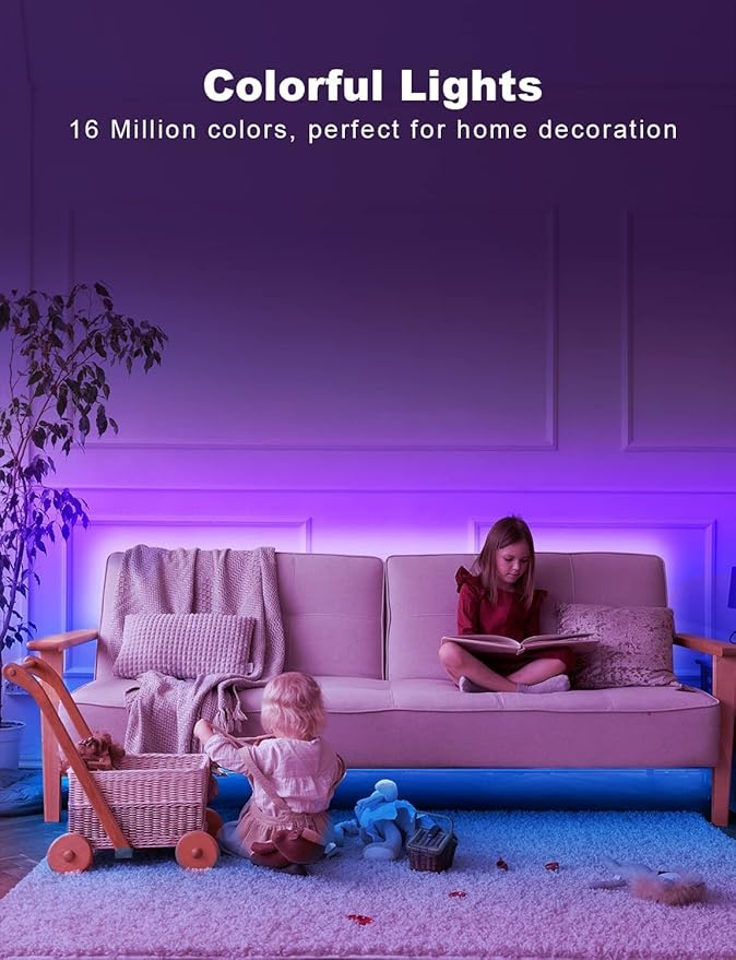 DAYBETTER Smart RGB Led Strip Lights, 300ft Led Lights for Bedroom with App Control, Multicolor Changing Led Light Strips Apply for Home Decor, Living Room, Kitchen, Home Party Decoration-CubbioJoy