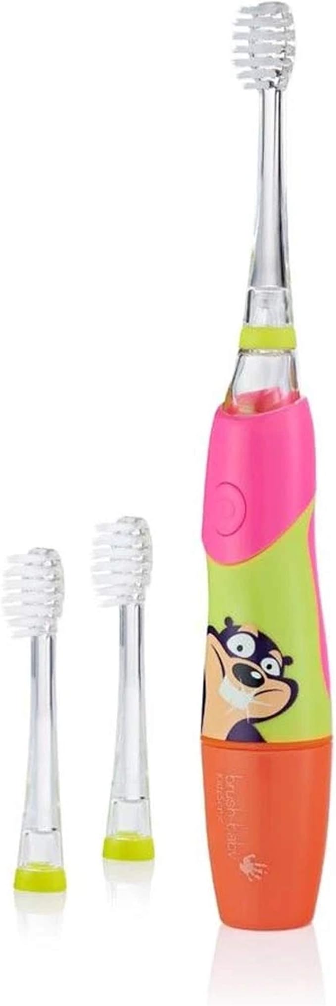 Brush Baby KidzSonic Toddler and Kid Electric Toothbrush for Ages 3+ Years - Disco Lights, Gentle Vibration, and Smart Timer Provide a Fun Brushing Experience - (3) 3+ yrs Brush Heads Included (Pink)-CubbioJoy