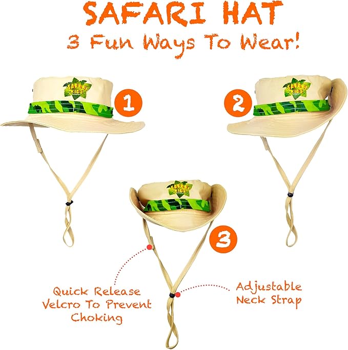 Bug Hunting Kit, Green Safari Vest, Hat, Binoculars, Lg. Butterfly Net, Bug Container, Whistle, Flashlight, Magnifier, Thermostat, Compass, Age 3+-CubbioJoy