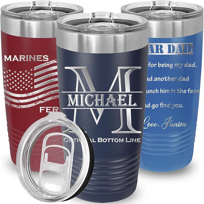 Custom Insulated Coffee Mug, Gift for Dad, Father’s Day Gift Ideas, Custom Cup for Men, Groomsmen Gift Idea, Personalized Tumbler with Text (Navy Blue, 20oz)-CubbioJoy