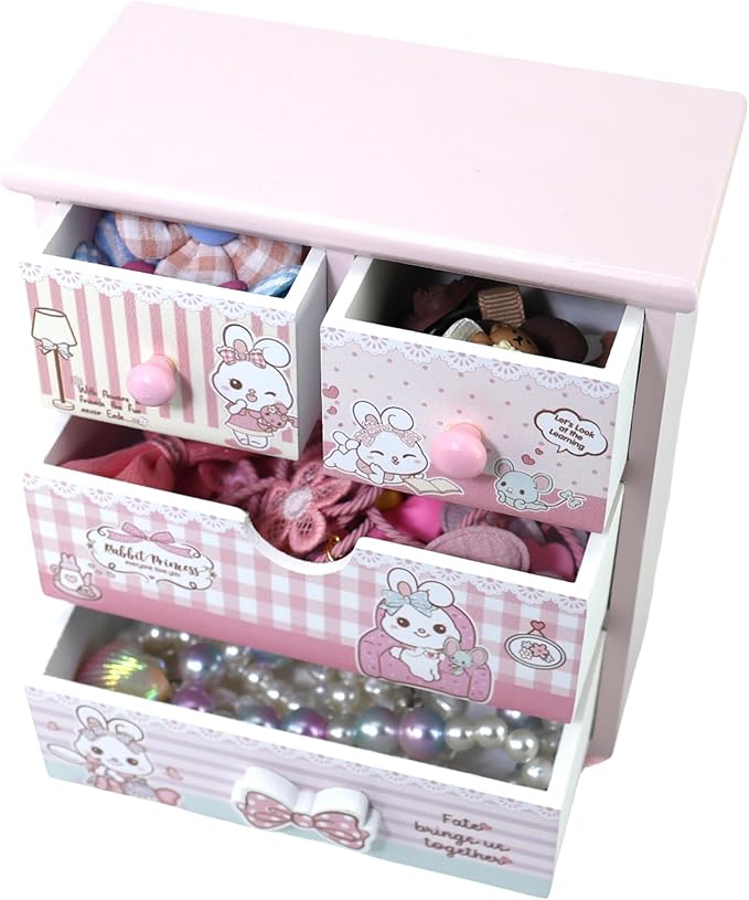 Children Jewelry Box for girls Pink Cute bunny girls jewelry box Little girl birthday christmas Gift kids jewelry box Organizer-CubbioJoy