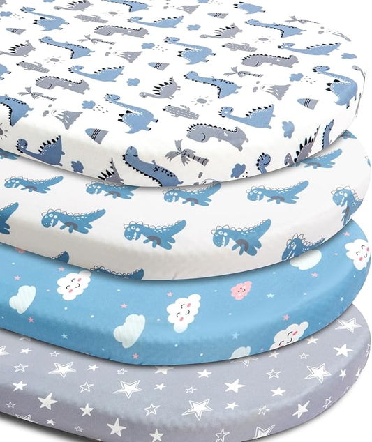 4 Pack Soft Baby Boy Sheets Dinosaur Star Cloud Soft Polyester Neutral Unisex Fitted Sheets Set for Baby Boys-CubbioJoy