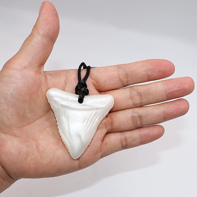 Chewy Necklace Sensory for Kids and Adults, Shark Tooth Silicone Autism Chew Toys Sensory for Boys Girls with ADHD, Anxiety, SPD, 3 Pack Chewing Necklace - BPA Free-CubbioJoy