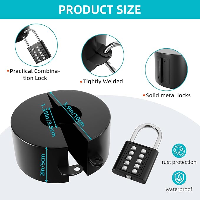Door Knob Cover Lock with Combination Padlock, Child Proof Door Knob Covers, Door Knob Lockout Device for Dementia Elderly Safety, Renter Friendly Temporary Bedroom Door Lock (Black)-CubbioJoy