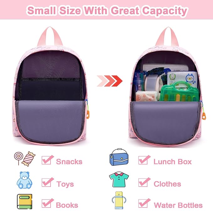 Accmor Toddler Backpack Leash with Anti Lost Wrist Link, Cute Mini Child Walking Harnesses Keep Kids Close Back Pack Rope Tether Rein for Baby Boys (Pink/Unicorn)-CubbioJoy