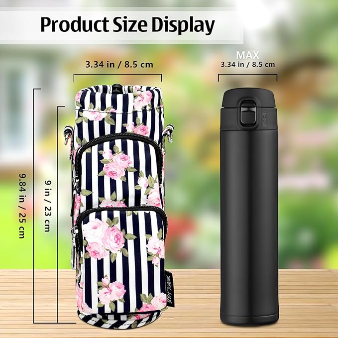 Betsey Johnson Insulated Water Bottle Pouch Holder Carrier Crossbag with Adjustable Shoulder Strap - Lightweight Polyester Accessories with Pockets Good for Hiking Sports-CubbioJoy