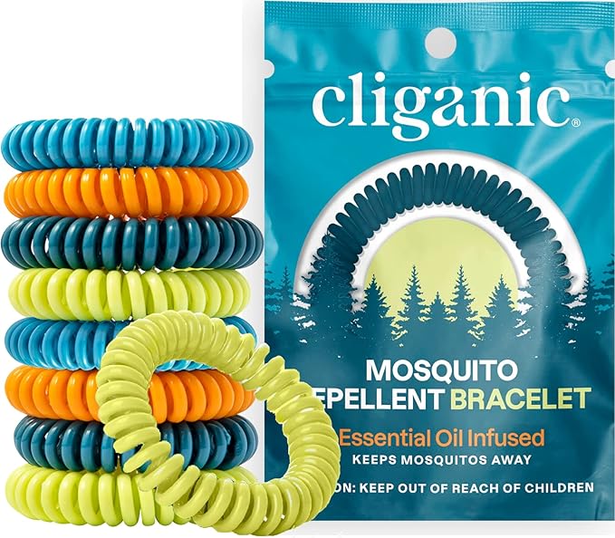 Cliganic 25 Pack Mosquito Repellent Bracelets for Adults & Kids - Natural DEET-Free Bands, Individually Wrapped-CubbioJoy
