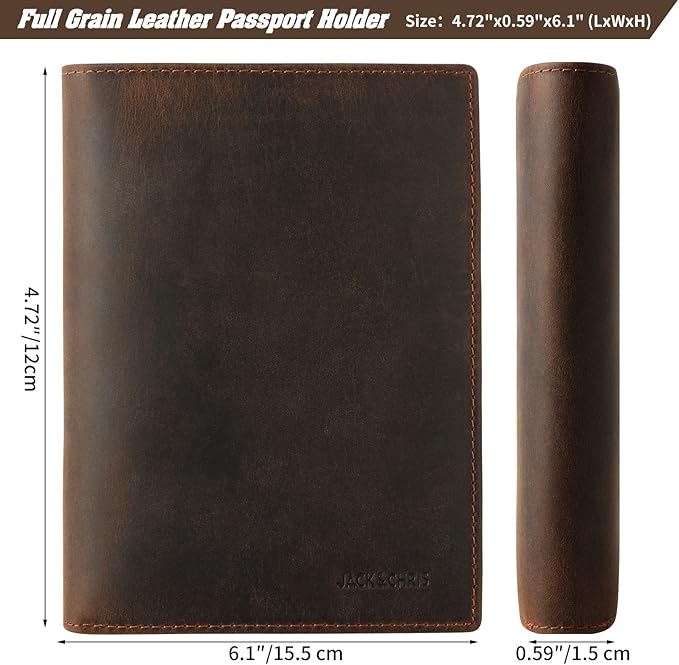 Jack&Chris Leather Passport Holder RFID Blocking Passport Travel Wallet Cover Case for Men Women Brown JC17-CubbioJoy