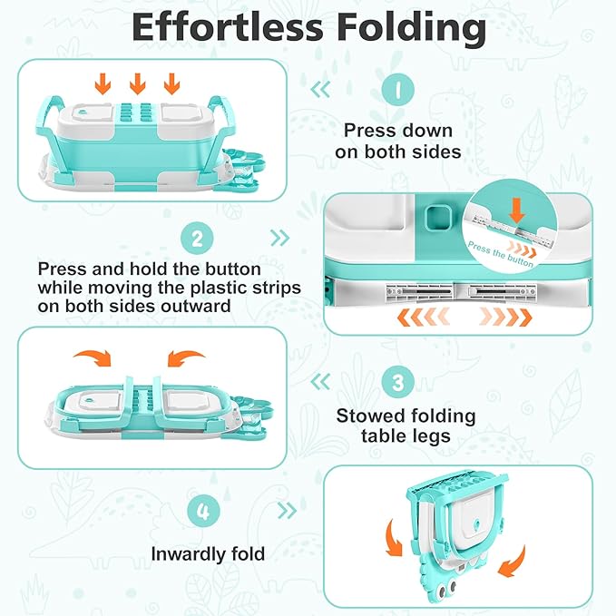 Collapsible Baby Bathtub for Newborn with Thermometer & 1 Soft Floating Cushion & Drain Hole, Foldable & Portable Travel Baby Bath Tub for Newborns to Toddlers 0-36 Months Boys, Cyan-CubbioJoy