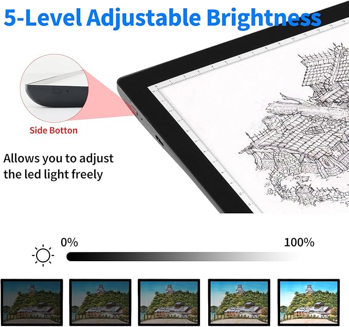 A4 Rechargeable Light Pad with Carry Bag, KOBAIBAN Wireless Magnetic Tracing Light Box, 5-Level Brightness LED Light Tablet Board, Cordless Battery Powered Light Drawing Table for DIY Diamond Painting-CubbioJoy