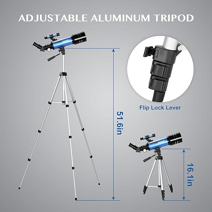 AOMEKIE 40070 Telescopes for Astronomy Beginners and Adults 70mm Astronomical Telescopes with Adjustable Tripod K6/25 Eyepieces Phone Adapter-CubbioJoy