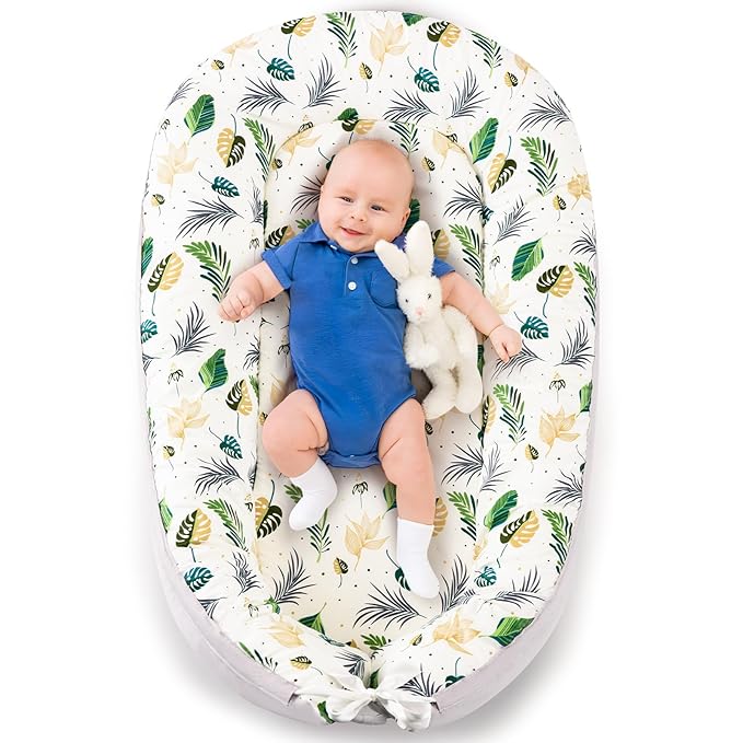 Baby Lounger- Baby Nest for 0-24 Months, Ultra Soft Organic Cotton Breathable & Portable Baby Lounger, Baby Lounger Pillow for Newborn-CubbioJoy