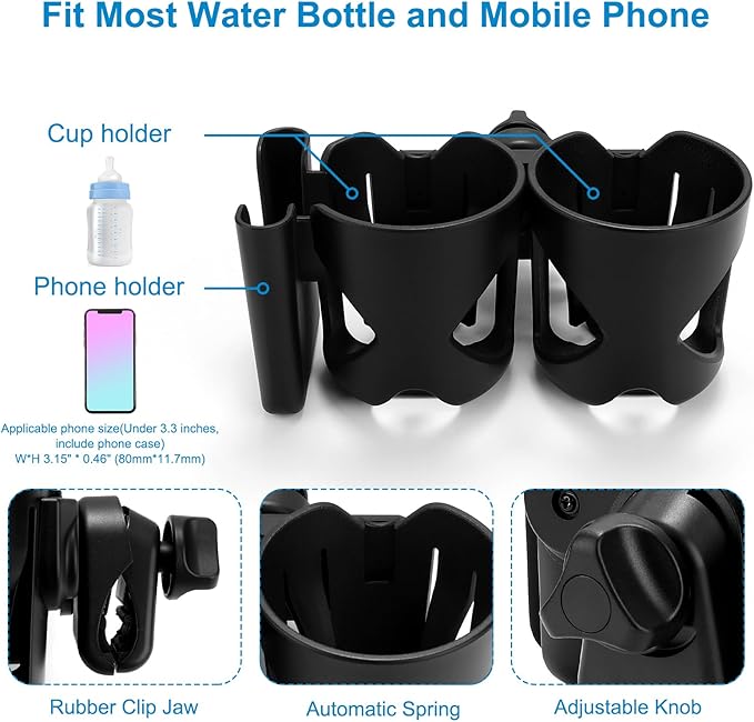 Accmor Universal Cup Holder, Stroller Cup Holder, 360° Rotatable Large Caliber Designed Bottle Holder for Stroller, Bike, Wheelchair, Walker, Scooter-CubbioJoy
