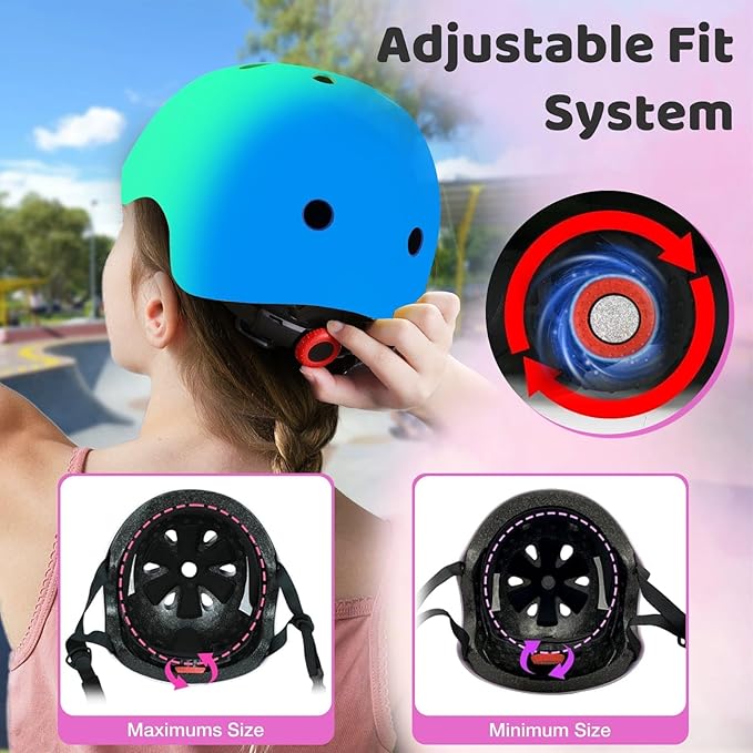 Color Gradient Adjustable Kids Bike Helmet Toddler Skateboard Helmets Boys Girls Child Ventilation Helmet for Multi-Sports Skating Cycling Scooter Balance-CubbioJoy