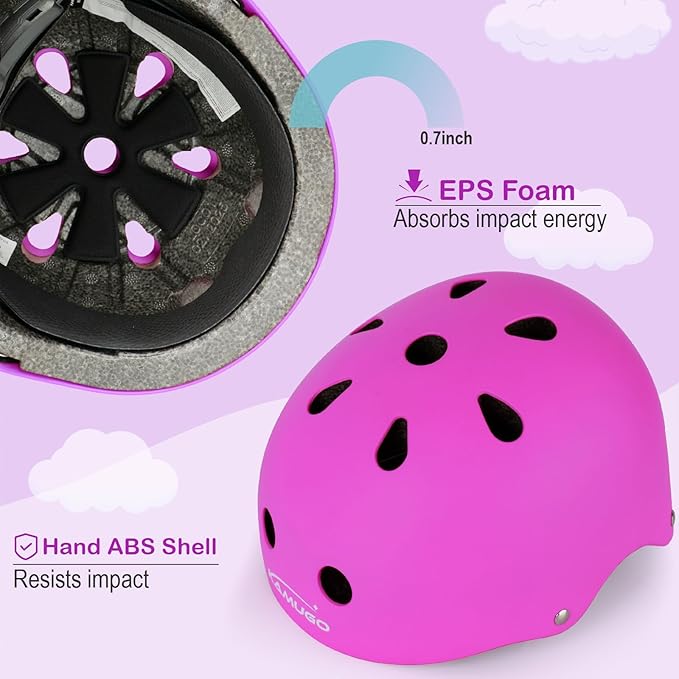 KAMUGO Kids Bike Helmet, Toddler Helmet for Ages 2-8 Boys Girls with Sports Protective Gear Set Knee Elbow Wrist Pads for Skateboard Cycling Scooter Rollerblading-CubbioJoy