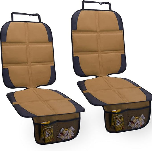 Car Seat Protector for Child Car Seat, 2 Pack Baby Car Seat Covers with Mesh Pockets & Non-Slip Backing 600D Durable Seat Protector-CubbioJoy