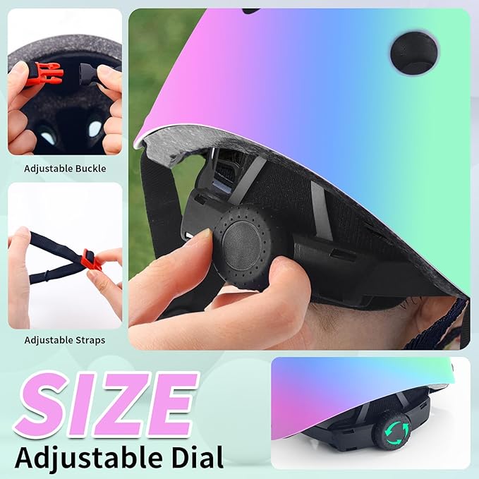 Adjustable Kids Bike Helmet with Knee & Elbow Pads Set, Color Gradient Design for Boys and Girls Aged 3-14+, for Skateboarding, Scooter, Roller & Inline Skating, Longboard-CubbioJoy