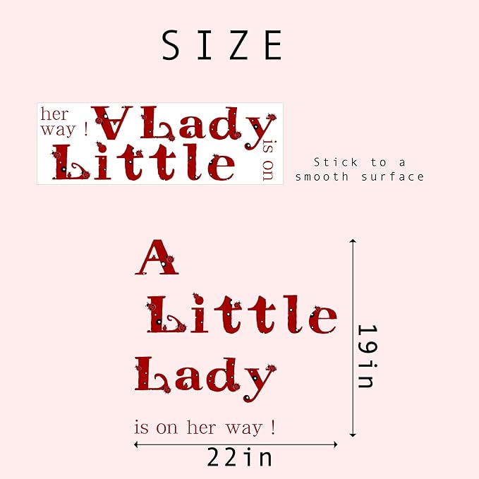 A Little Lady Is On Her Way Decal - Ladybug Party Decorations Supplies Wall Stickers, Girls Birthday/Baby Shower Party Decor Wall Decals, Balloon Arch Backdrop Decoration Ladybug Sign Stickers-CubbioJoy