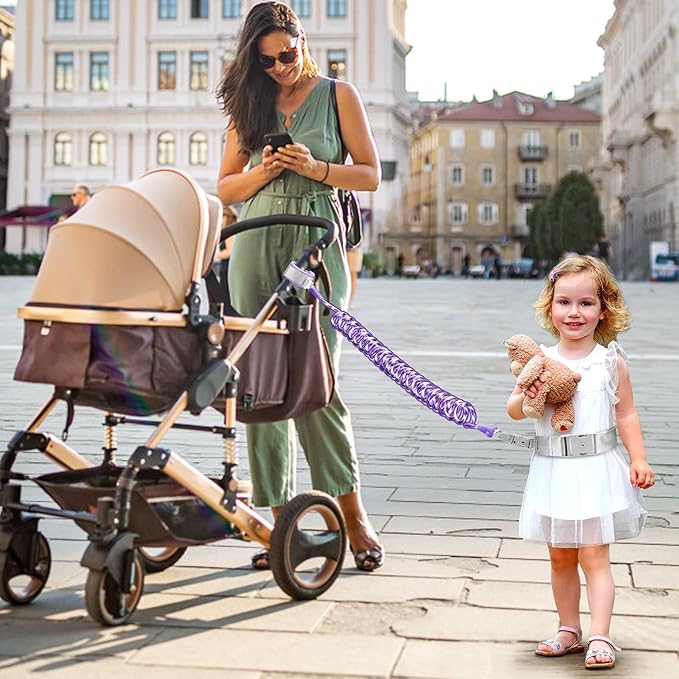 Accmor Toddler Leash with Reflective Baby Anti Lost Wrist Link, 2 in 1 Kids Walking Harnesses Belt Leashes with Key Lock for Girls Age 1-4, Keep Child Close Rope Tether for Outdoor Travel Purple-CubbioJoy