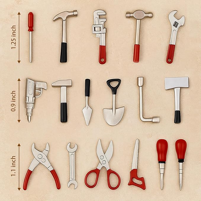17PCS 1:12 Miniature Doll House Tools Metal Home Repair Multi-Tool Model Set Fun for Party Dollhouse Decoration Accessories Mini Yard Supplies Creative Pretend Toy (Tool)-CubbioJoy