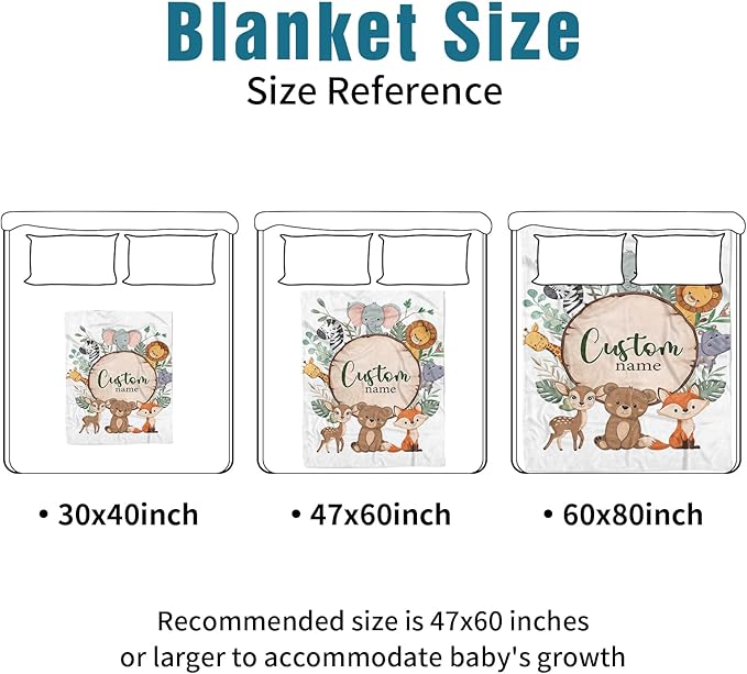 Custom Name Crib Bedding Set - Animal Theme, Personalized Nursery Bedding 3-Piece Set– Soft Blanket, Fitted Sheet, Changing Pad Cover – for Newborns Boys Girls Nursery Gifts-CubbioJoy