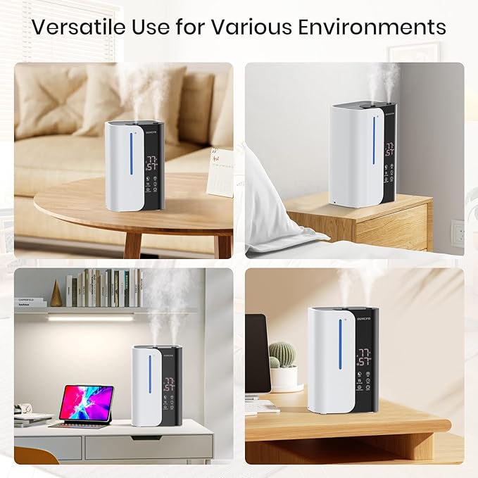 Cool Mist Humidifiers for Bedroom and Plants & Baby, Top Fill 5L Large Room Smart Humidifier for Home Nursery, 28 dB Quiet 50H Runtime Bedroom humidifier with Essential Oils-CubbioJoy