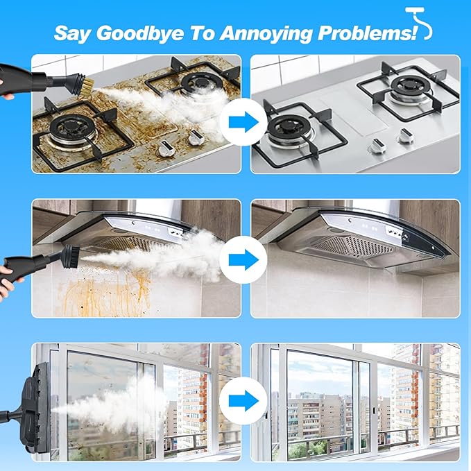 2500W Handheld Steam Cleaner,Portable Car Steamer For Auto Detailing,High-Temperature and Pressure Steam Cleaner For Home, Steam Cleaning Machine for Furniture,Kitchen,Grout,Floor,Tile (Blue)-CubbioJoy