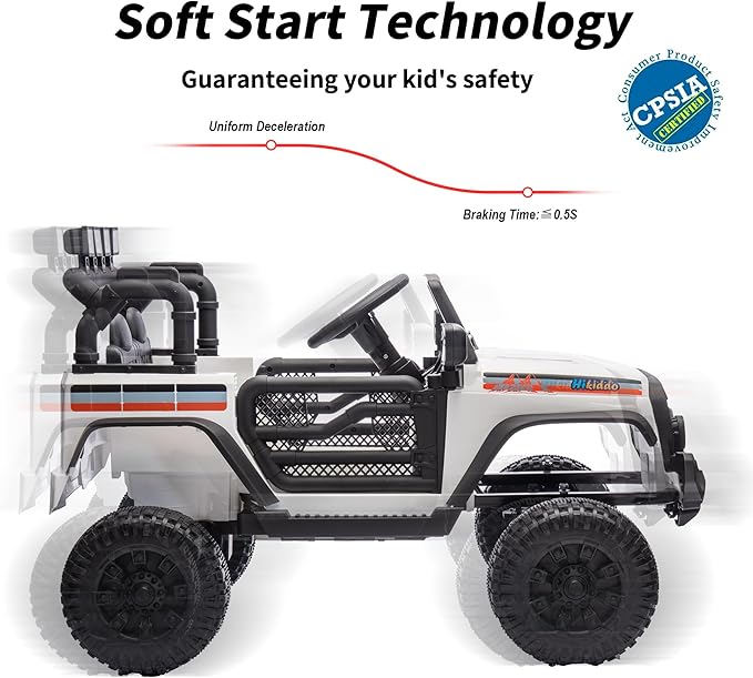 12V Kids Ride on Car Truck, Kids Electric Vehicles Car Ride on Toy for Toddlers 3-5 with Remote Control - White-CubbioJoy