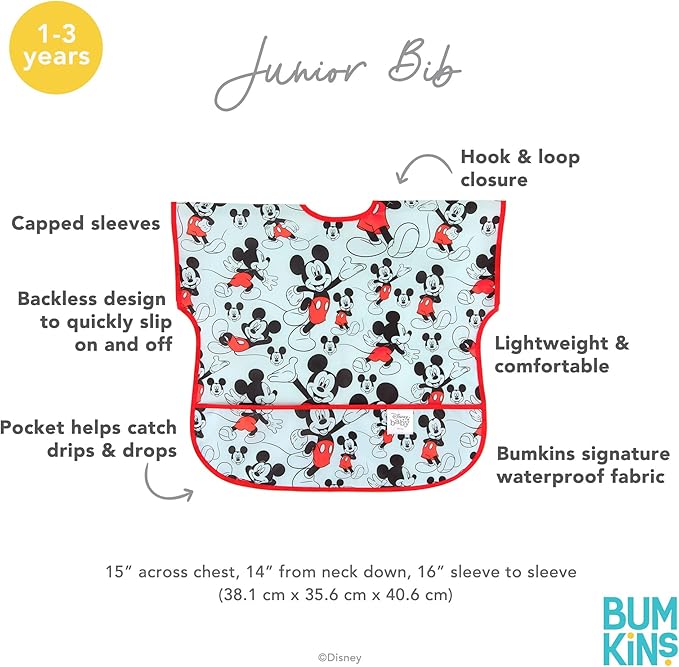 Bumkins Bibs - Toddler Bibs, Waterproof, Large for 1-3 Years, Short Sleeve-CubbioJoy