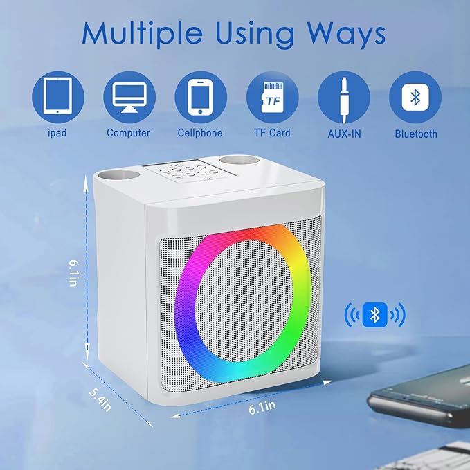 Karaoke Machine for Kids Adults - Portable Bluetooth Speaker with 2 Wireless Microphones, Singing Machine for Party, Birthday Gifts for Girls Boys Ages 4, 5, 6, 7, 8, 9, 10, 11, 12+ Years Old-CubbioJoy