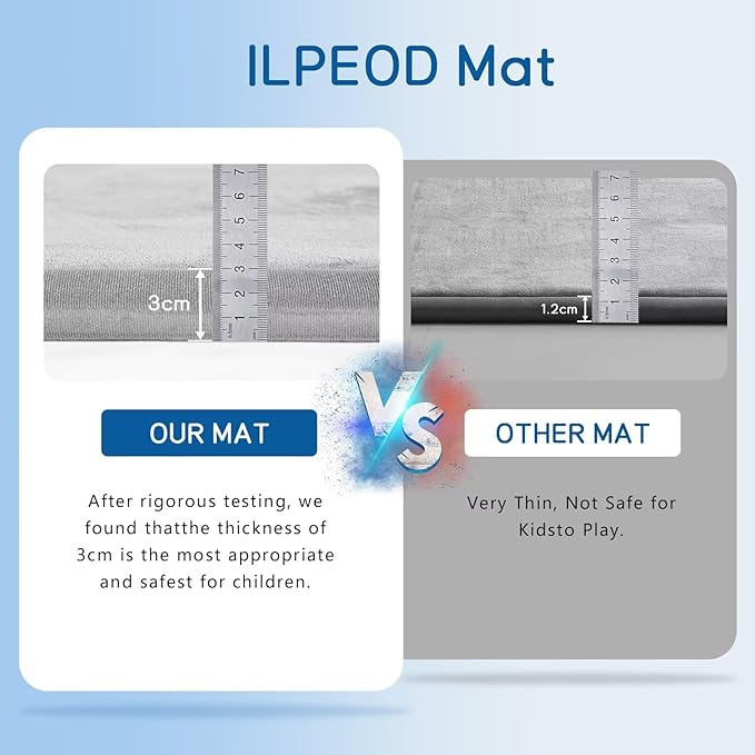 Baby Play Mat for Floor Tummy Time Mat Nursery Rug Muscle Mat Area Rug Playroom Rug Tatami Mat 79"x118" Memory Foam 1.3" Thick Crawling Mat for Babies,Toddlers, Infants, Kids(Light Gray)-CubbioJoy